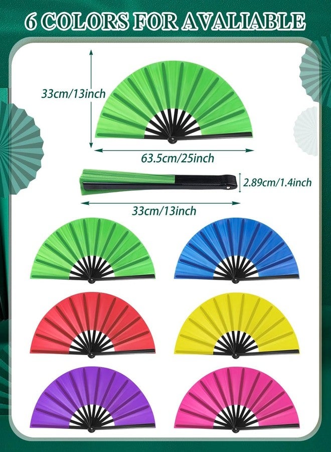 LSLYHTC 6Pcs Large Folding Hand Fan Bulk, Chinese Tai Chi Kung Fu Hand Fan, Popping Clacking Fans for Line Dancing, Portable for Outdoor, Wedding, Party, Festival Gift Decoration - Image 2
